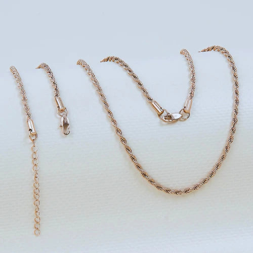 Cadena + Pulsera Lazo Rosa Dama