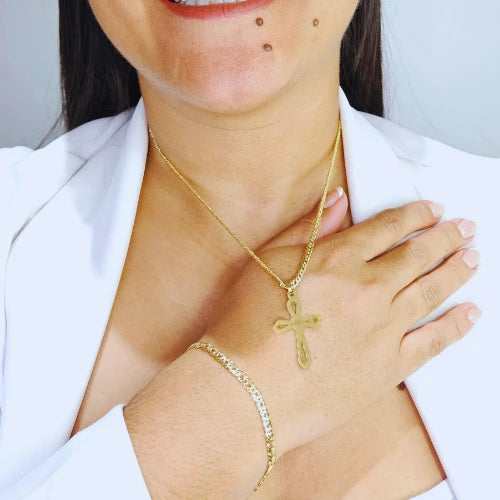 Cadena + Pulsera Entrelazada Gratis Dije Cruz