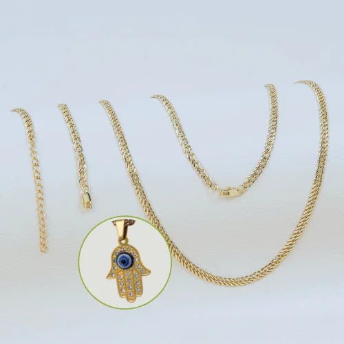 Cadena + Pulsera Entrelazada Gratis Dije Mano Hamsa