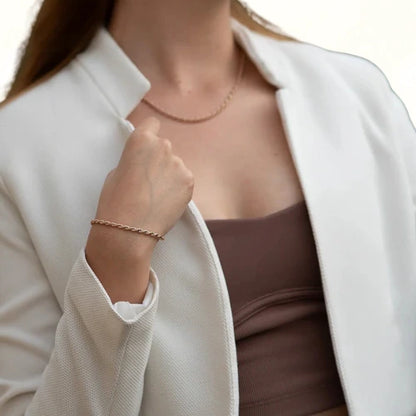 Cadena + Pulsera Lazo Rosa Dama