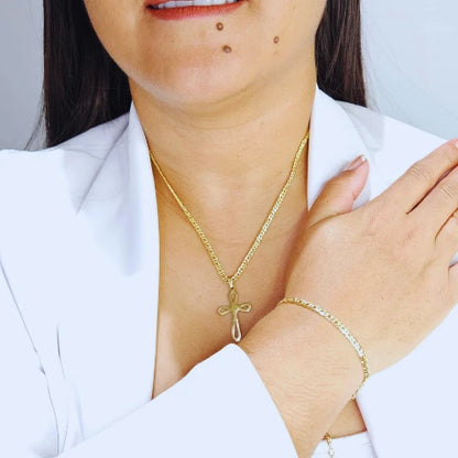 Cadena + Pulsera Entrelazada Gratis Dije Cruz